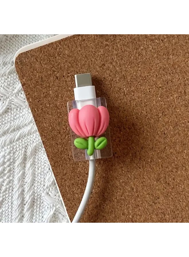 USB Cable Protector Tulip Petal Design Anti Break Wire Organizer For iPhone Type C - Image 4
